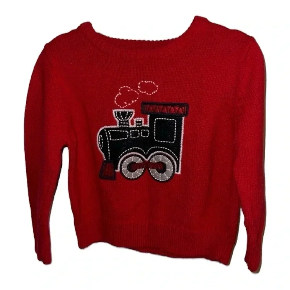 OshKosh B'Gosh Boys Red Train Sweater Size 18m